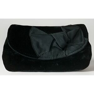Felix Rey New York Vintage Black Velvet Bow Clutch Purse